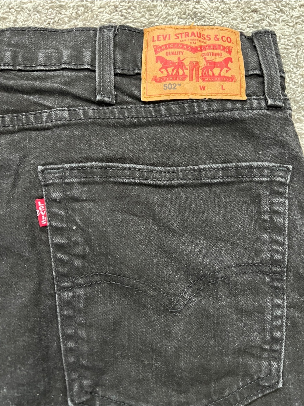 Levi’s 502 Black Men’s Custom Raw Hem Cropped Straight-Leg Stretch Jeans Size 42 - Picture 4 of 13